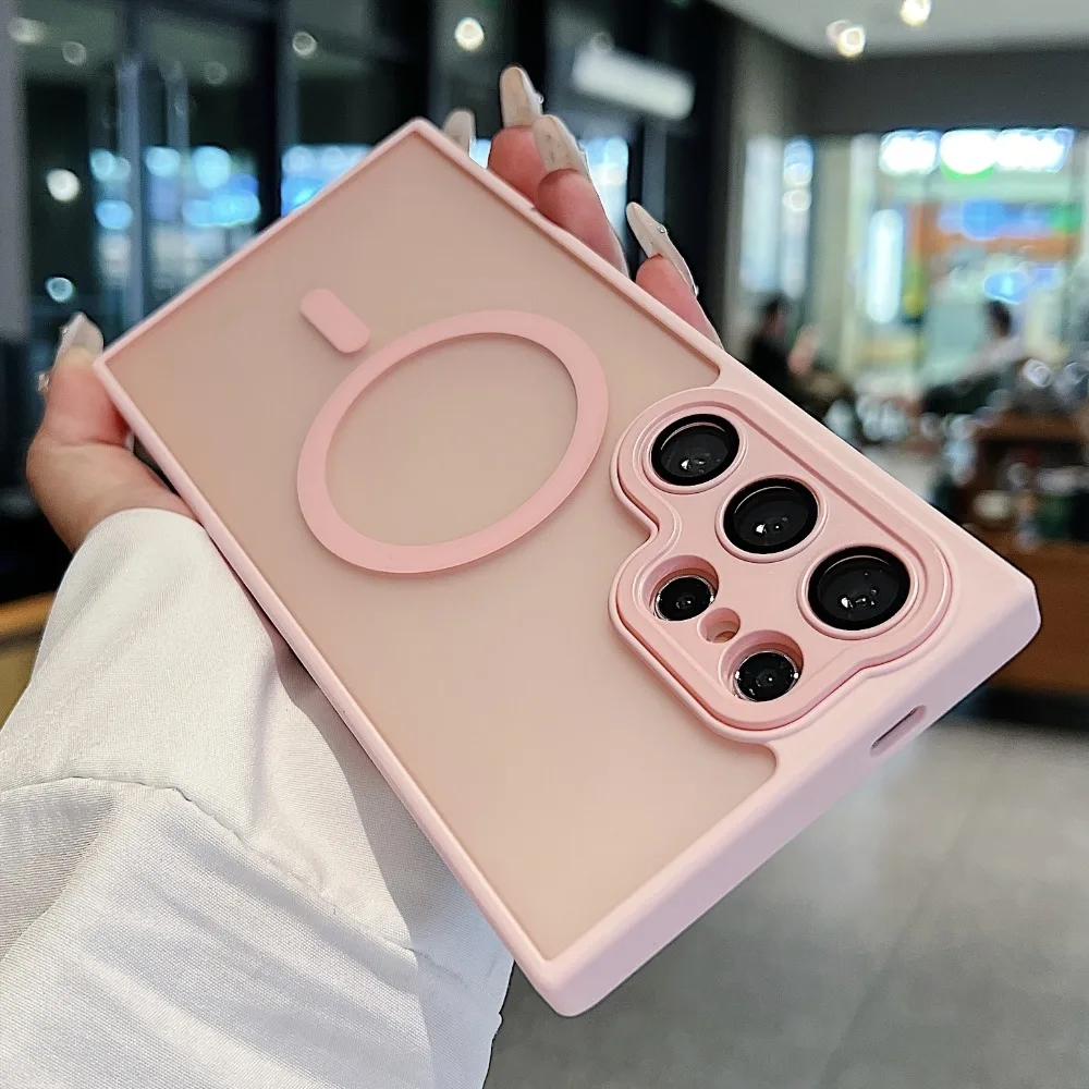 Luxury Translucent Matte Phone Case with Lens Protector and Magsafe Compatibility