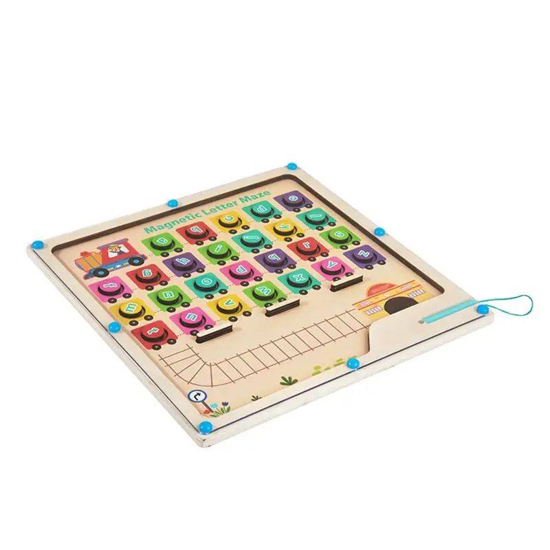 

Alphabet Magnet Board Wooden Letter Puzzle Montessori Maze Board Alphabet Color Sorting Educational Toys Magnetic Maze Toy