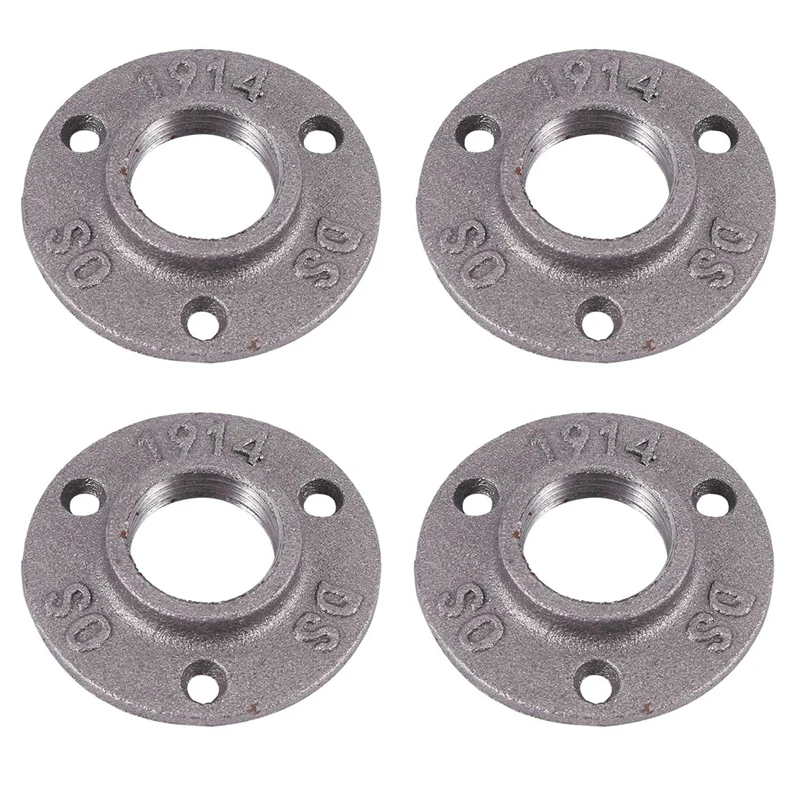 

1 Inches Malleable Cast Iron Pipe Flange, Industrial Pipe Flanges For Threaded Black Pipes And Fittings 4 Pcs