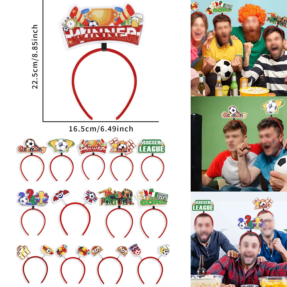 

12 шт. обруч для волос, футбольная игра, вертушка, аксессуары для футбольных фанатов, Европейский Кубок 2024 года для футбольных матчей, вечеринок