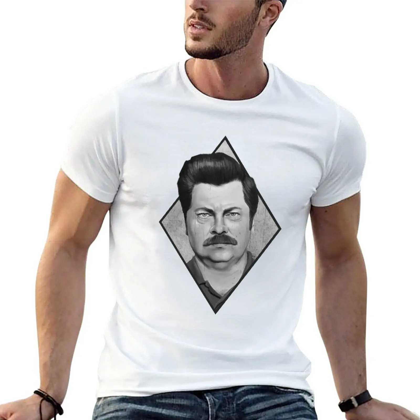 Ron Swanson T-Shirt Abbigliamento Vintage Top Abbigliamento Uomo