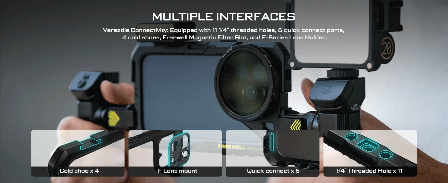 Freewell Multifunction Smartphone Rig Cage Compatibility iPhone 16 / 17 Pro & Pr