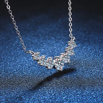 Full Moissanite Diamond Necklace for Women 925 Sterling Silver with Plated White Gold Neck Pendent Wedding Fine Jewely 3