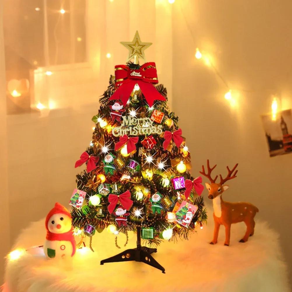 Christmas Tree Set Christmas Decor With Lights Desktop Mini Tree Ornaments New Year Party Decoration Gift Navidad 50cm