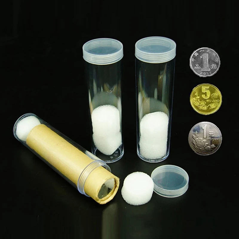 19-32mm Clear Plastic Roll Coins Storage Tube Protective Tube Holder Coins Collect Protect Small Empty Storage Box Tools