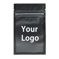 Custom Logo Print Matte Black Ziplock Plastic Packaging Pouch Mini  Flat Clear Window  Printed Mylar Bags 1