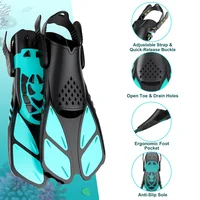 Snorkel Fins Swimming Flippers Adjustable Buckles Short Silicone Scuba Diving Shoes Open Heel Travel Size Adult Men Womens 2