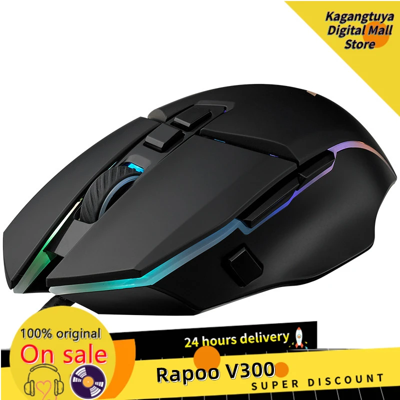 cheap wireless gaming mouse Rapoo V300 RGB backlit macro programmable game  USB wired ergonomic for gamer Mice laptop PC computer best office mouse