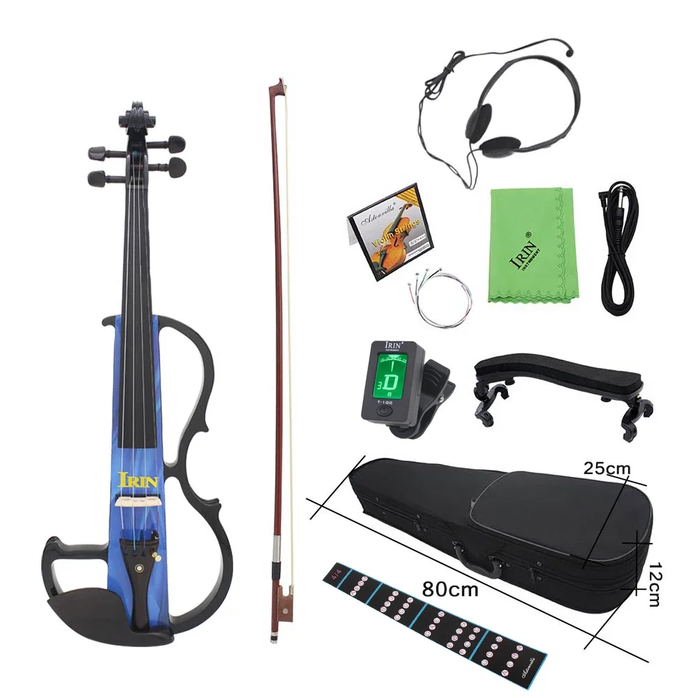 IRIN 4/4 Electric Violin Maple Body Electric Silent Violin With Bow Case Headphone Cable Shoulder Rest Parts & Accessories