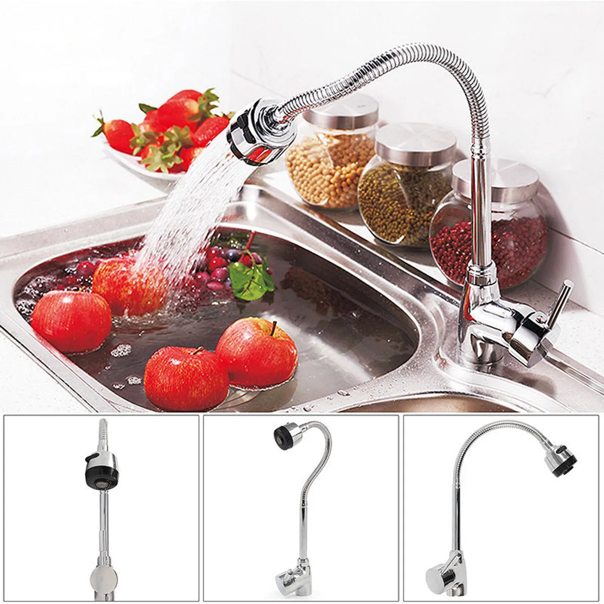 

Kitchen Hot Cold Water Mixer Taps Washbasin Sink Faucets 360°Rotatable kitchen Wash Vegetable Faucet Single Handle