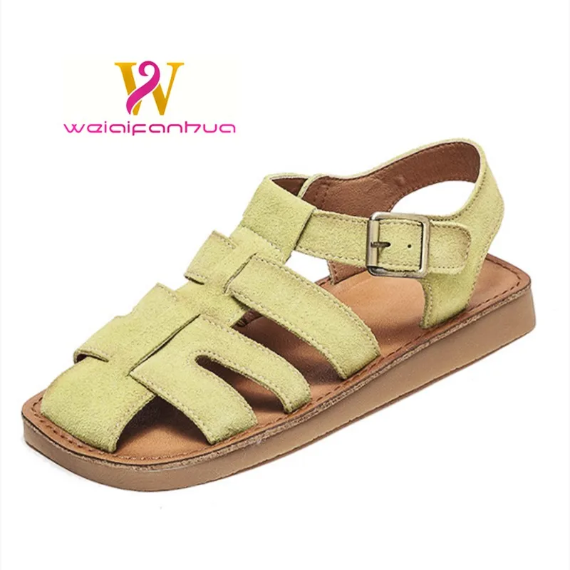 

Women's Sandals Summer 2024 New Hollow English Vintage Women's Sandals Woven Closed Platform Roman Sandals Women