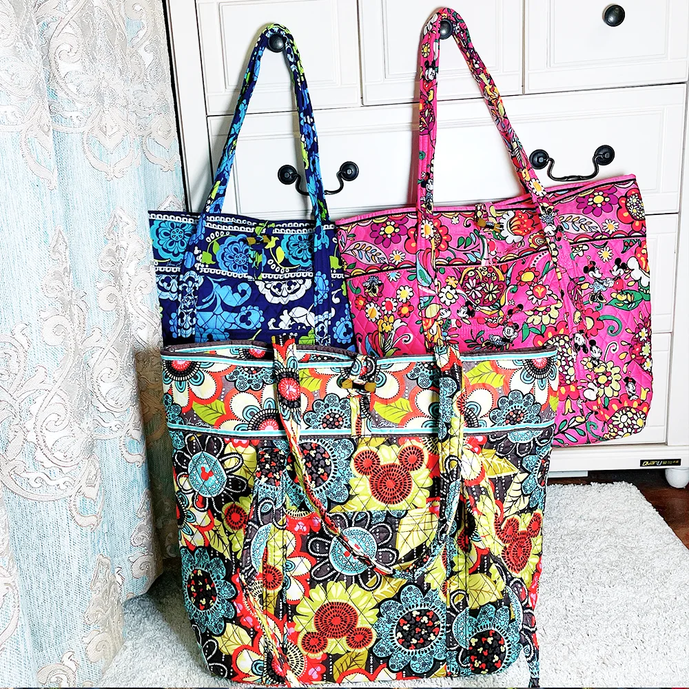 VB pure cotton rare pattern women's shoulder bag with large capacity foldable beach bag