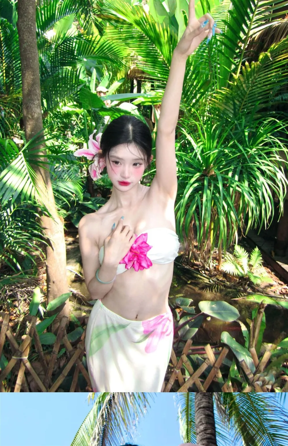 Thailand Pure Desire, wunderschönes Design, blumenförmiger Topless-Bikini, sommerlicher, sexy Hot-Girl-Urlaubs-Split-Badeanzug für Damen im frischen Stil – Detail 6