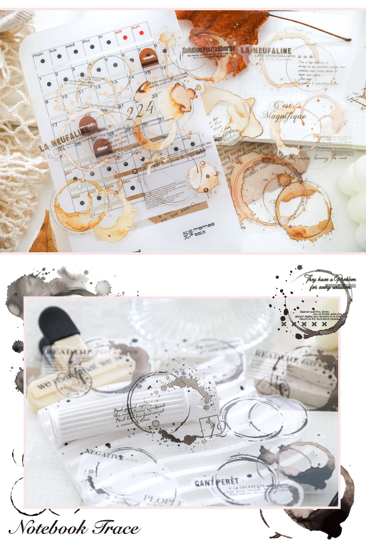 30 Stück kreative Aquarell-Aufkleber mit Heißprägung, Handzelt, DIY-Stick-Etiketten, Scrapbooking-Material, Junk-Journal-Zubehör – Detail 7