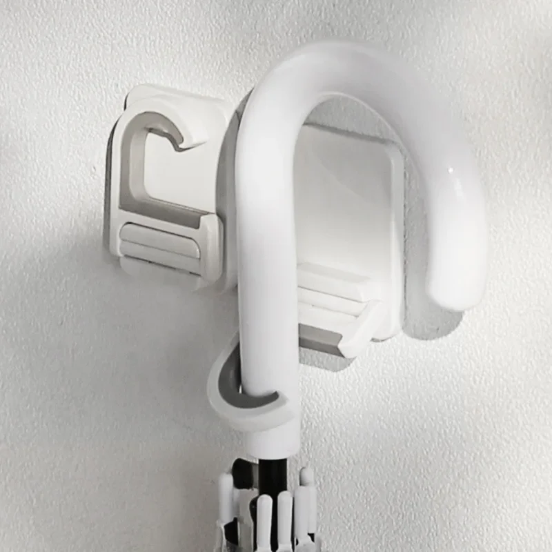 Wall Mount Broom Mop Clip Holder Self-adhesive Broom Brush Mop Hanger Organizer Rack Kitchen Bathroom Multi-Purpose Hook