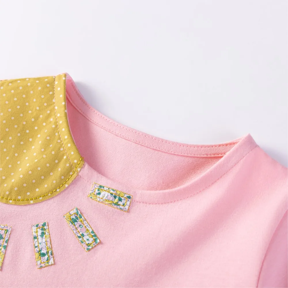 Kids Clothes Baby Girls 2025 New Summer Children's Clothing Cotton Cartoon Sun Rainbow Pink Dresses Holiday Gifts