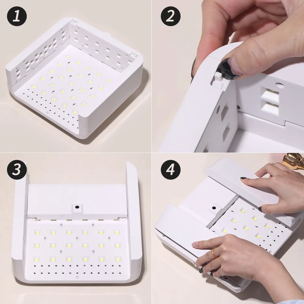 접이식 UV LED 네일 램프 및 건조기 (72개 비드, 고출력 빠른 경화, 젤 네일용)