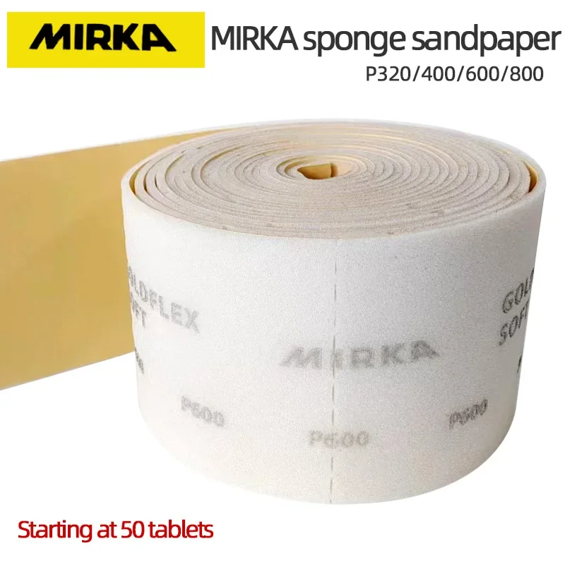 

50 pcs Finnish MIRKA Hand Torn Sponge Sandpaper 115*125mm Auto Sheet Metal Paint Car Sand Yellow Sand 320 400 600 800 Grit