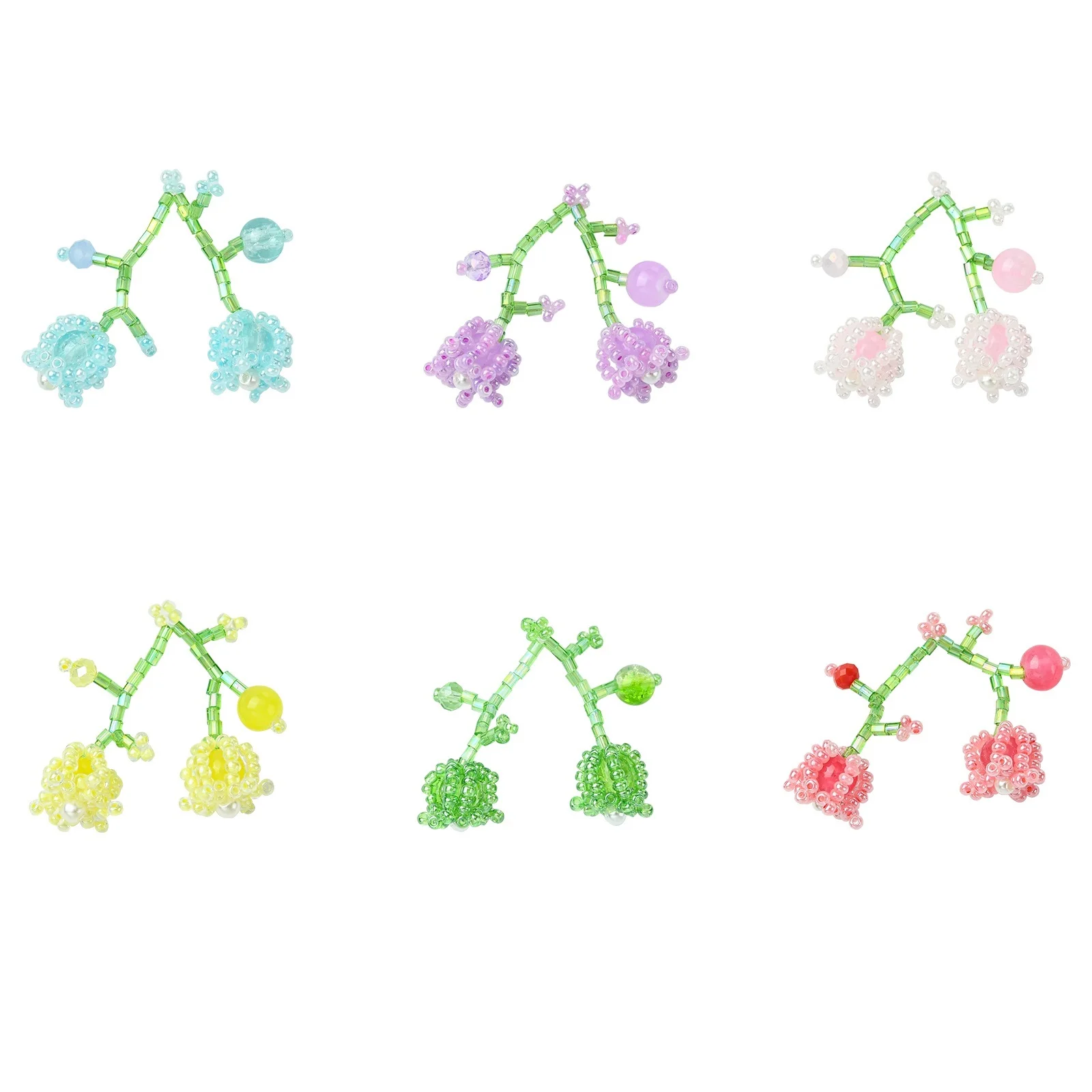 PandaHall 6 Stück Glas-Lilien-Blumenanhänger mit Blattperlen, bunte florale Anhänger für die Schmuckherstellung – Detail 1