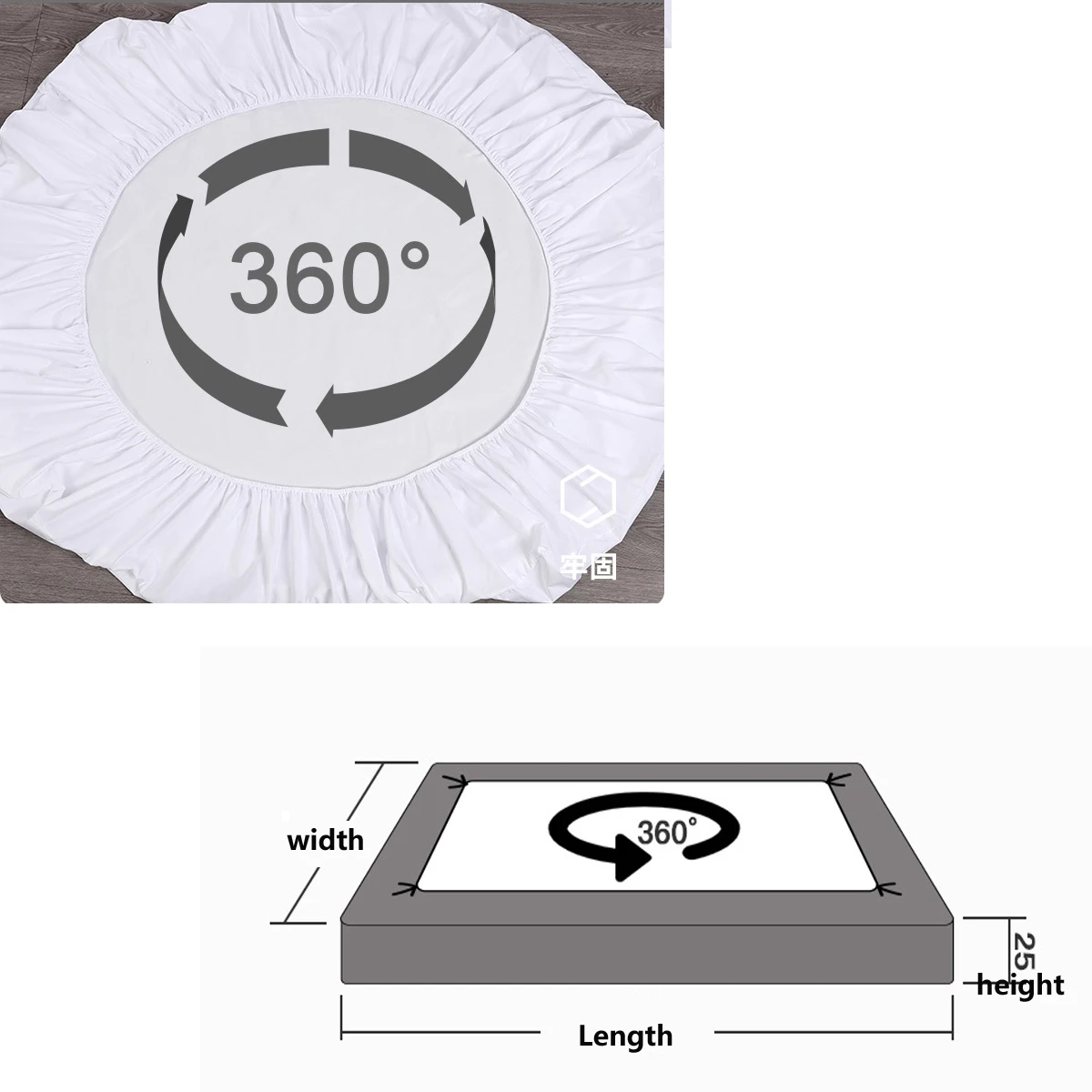 Description Picture 6 of itemSolid Mattress Protector Cover Home Hotel Bed Fitted Sheet With Elastic All-around Band