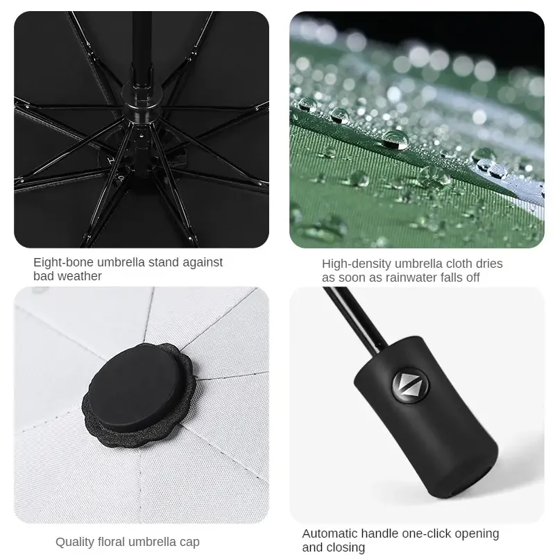 Outdoor Automatic Sunshade Umbrella Rain Or Shine Dual-use Umbrella Three-fold Folding