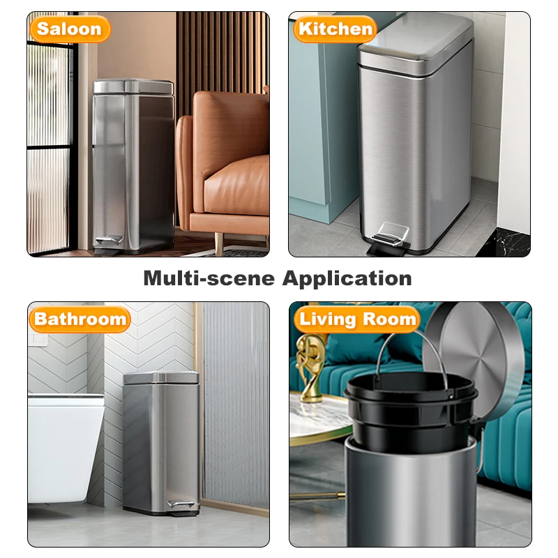 Stainless Steel Trash Can Luxury Living Room Creative Press Waterproof Large  Trash Can Kitchen Storage Cubo Basura Home Products - Waste Bins -  AliExpress