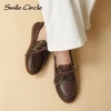 Smile Circle Boat Shoes Women Genuine Leather Loafers Moccasins Lace-up Flat Shoes 2
