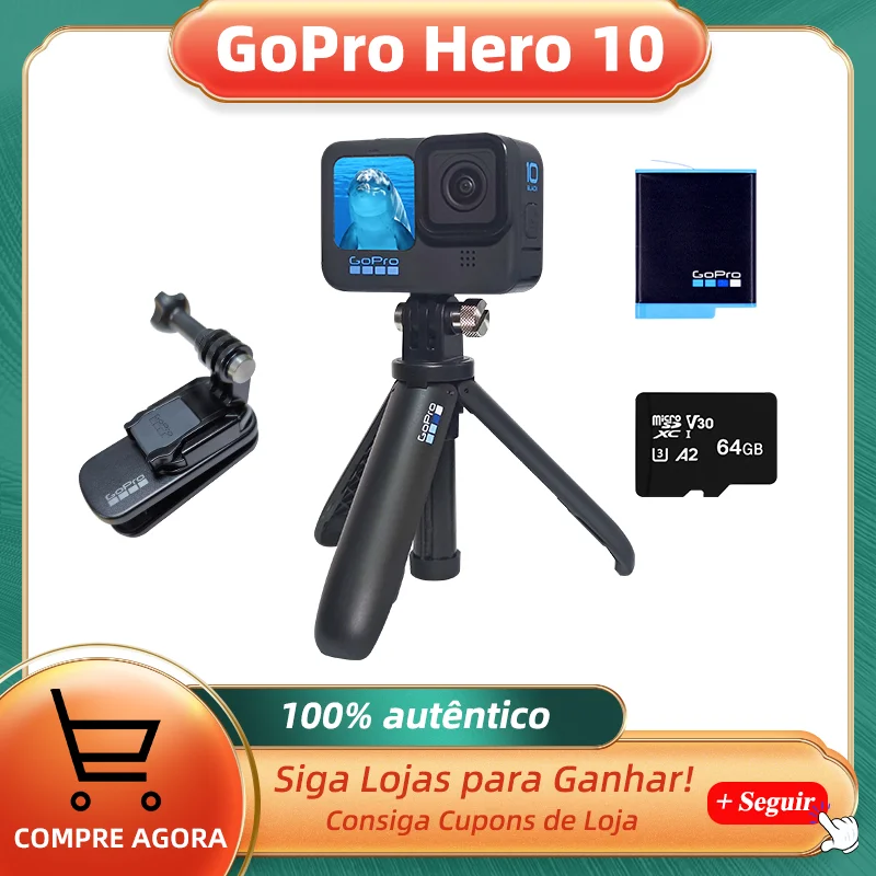 Gopro Hero 10 Black Underwater Action Camera 4k 5 3k60 Video Helmet Sports Cam 23mp Photos 1080p Live Streaming Go Pro Hero10 Sports Action Video Cameras Aliexpress
