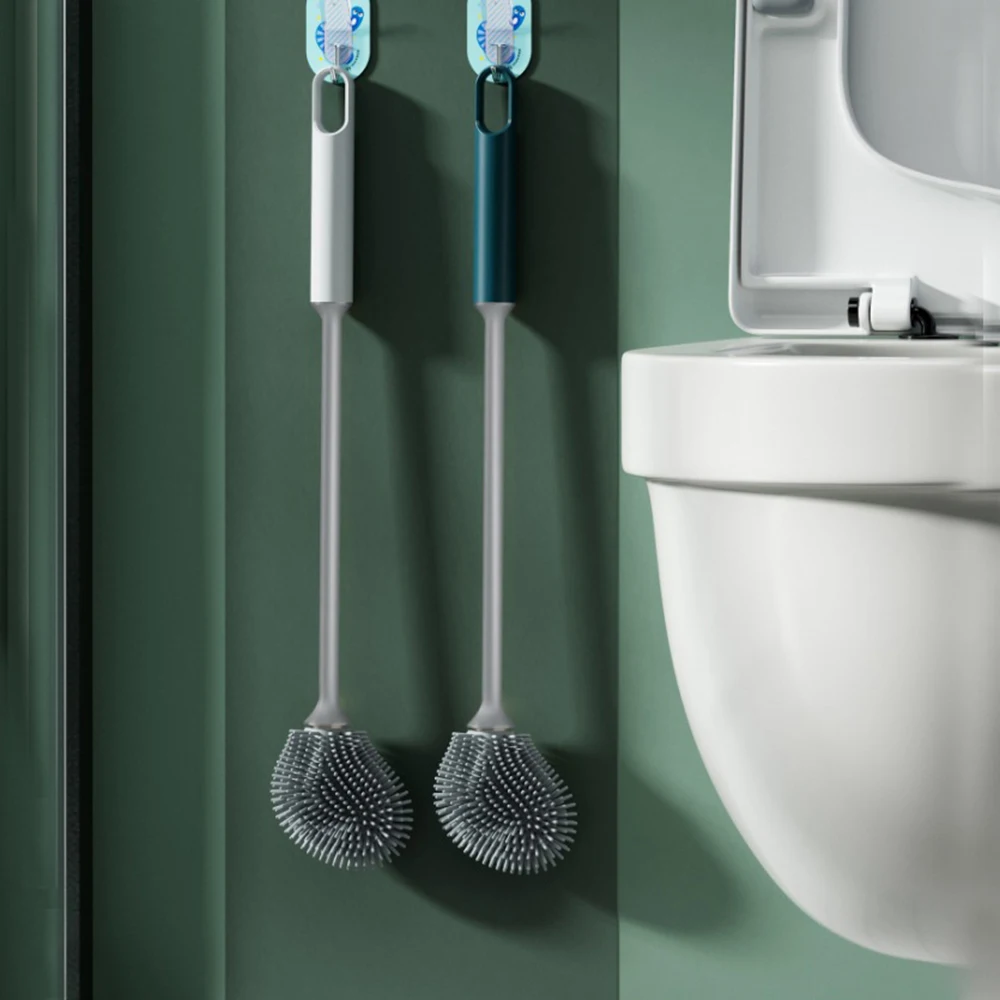 

New Curved Toilet Brush Wall Mounted Non Perforated Cleaning Brush Household Multifunctional Soft Adhesive Toilet Brush