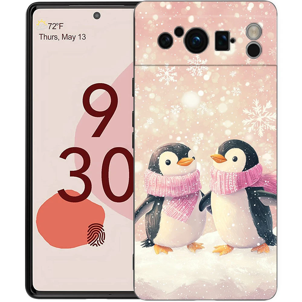Adorable Penguin Kawaii Soft TPU Bumper Phone Case - Black Cover