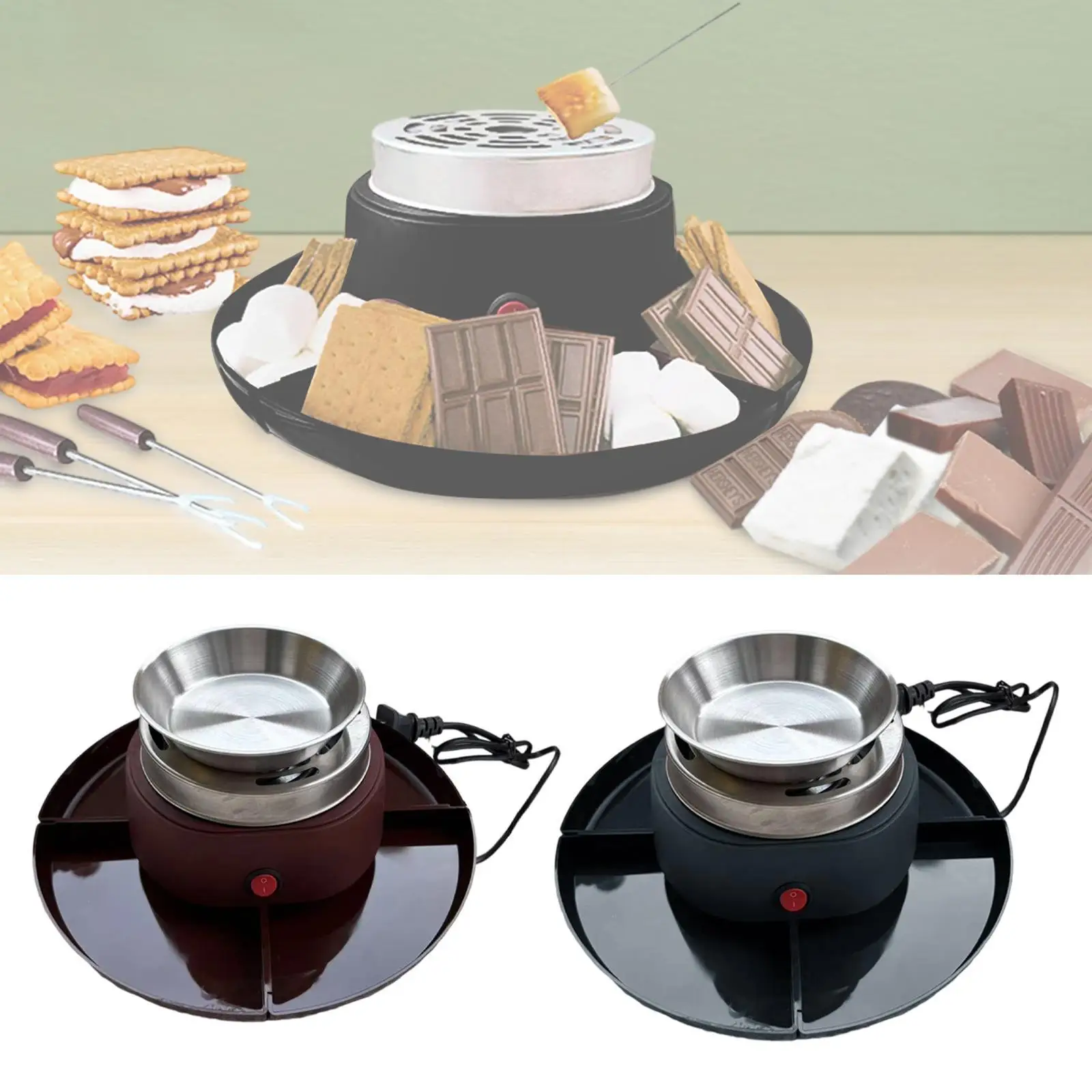 Smores Kit Melt Fondue Pot Electric Smores Maker for Family Christmas Indoor