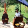 6-Foot Rustic Oxidized Cold-Rolled Steel Mexican-Style Chiminea - Rust Patina - Built-in Wood Grate 6