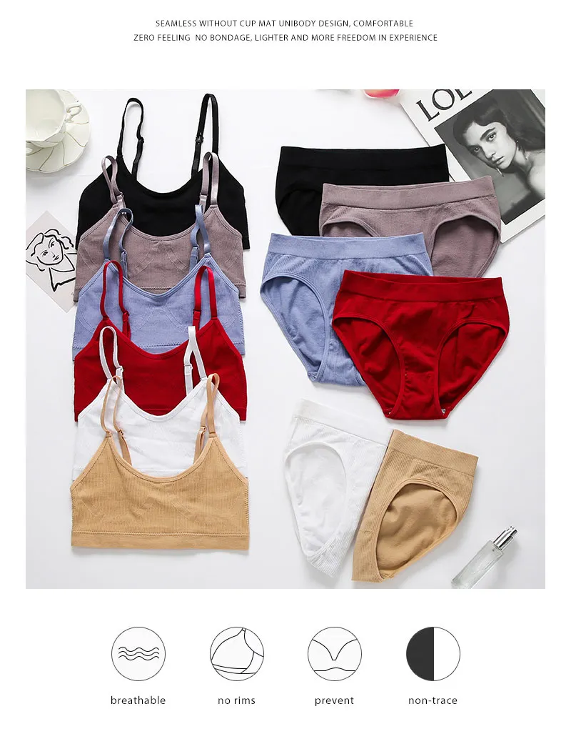 womens underwear sets Seamless Women Bra Briefs Set Push Up Bra Crop Top High Waist Panties Sexy Lingerie Set Low Back Bralette Fitness Underwear Set plus size bra and panty sets