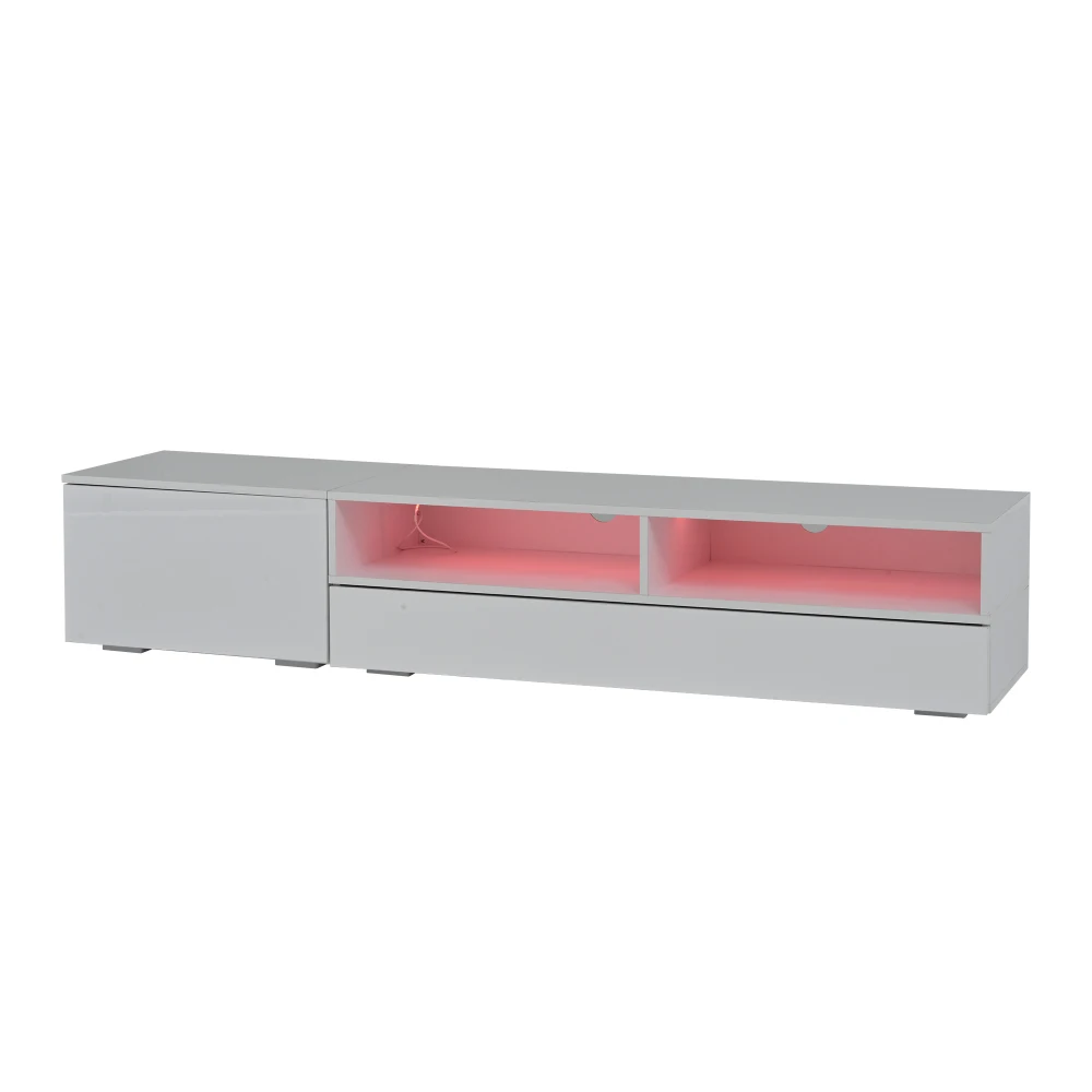 175 x 39 x 34 cm großes TV-Wandset mit Vitrine (Komplettset, 3 Stück), inkl. TV-Platte, Regal und Wandregal, mit LED und Hochglanz – Detail 26