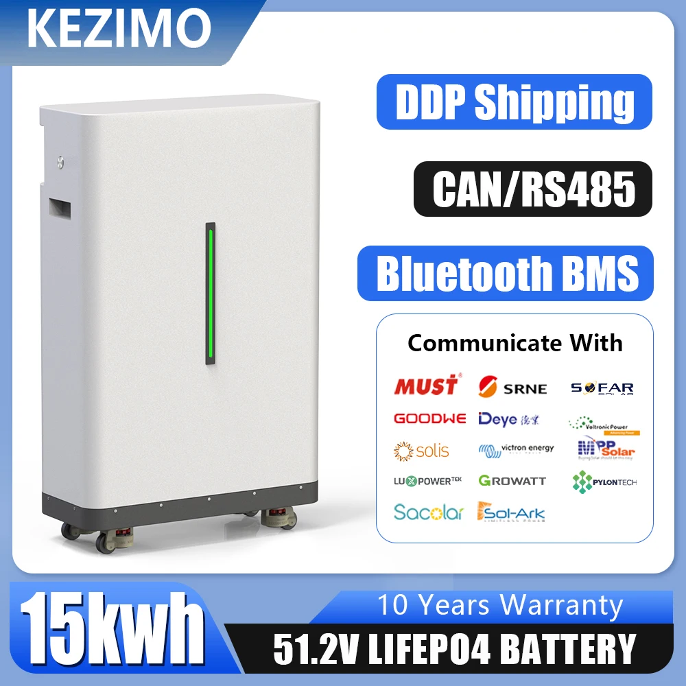 LiFePO4 แบตเตอรี่ 51.2V 300Ah 15KWh 48V 6000 + รอบสามารถ RS485 พร้อมบลูทูธ BMS สําหรับอินเวอร์เตอร์พลังงานแสงอาทิตย์ EU PL สต็อก 1