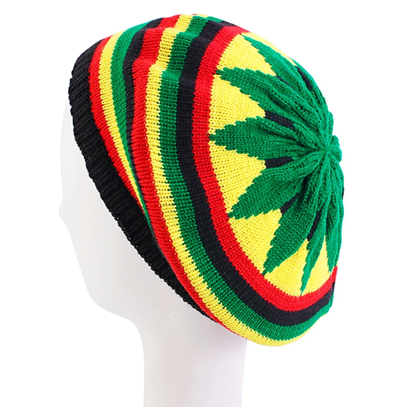 Hip Hop Striped Cap Winter Wool Reggae Hats Outdoors Multi-colour Jamaican Hats For Men Caps Rainbow Beanie Unisex