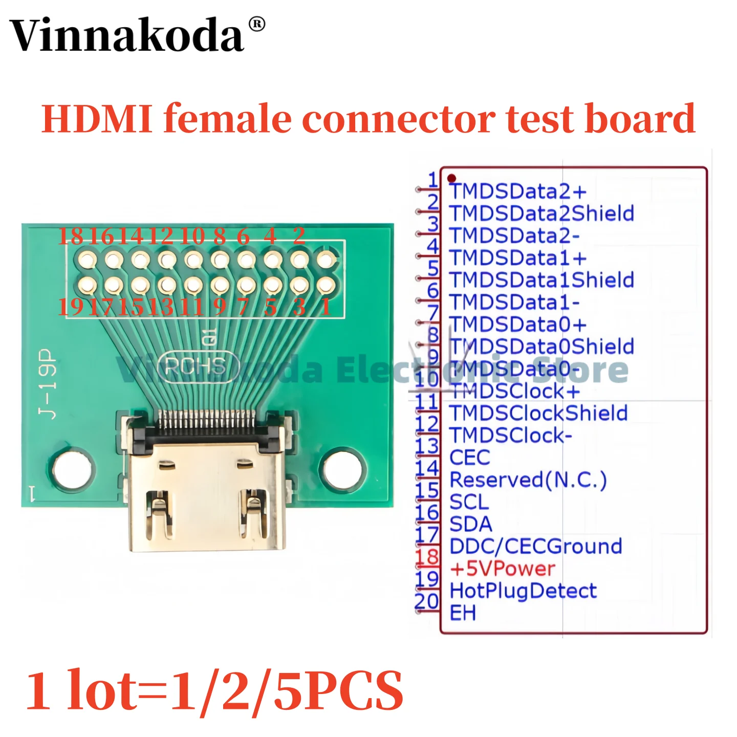 1/2/5PCS HDMI 19PIN 테스트 소켓 유형 A 19핀 커넥터 금도금 PC..