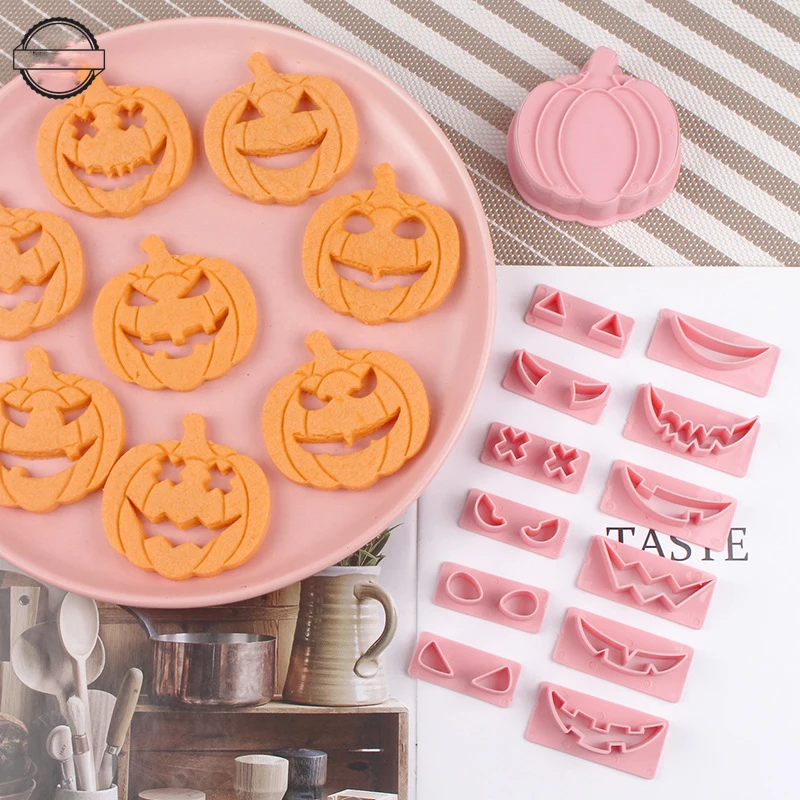1set Halloween DIY Kürbis Geist Cookie Schneider 3D Pressbare Keks Form Cookie Stempel Halloween Party Backen Gebäck Werkzeug
