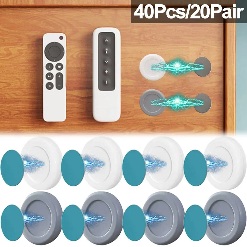 

4/40Pcs Wall Mounted Magnetic Hooks Self Adhesive Remote Controller Magnet Holder Router Socket Storage Hook Home Organizers