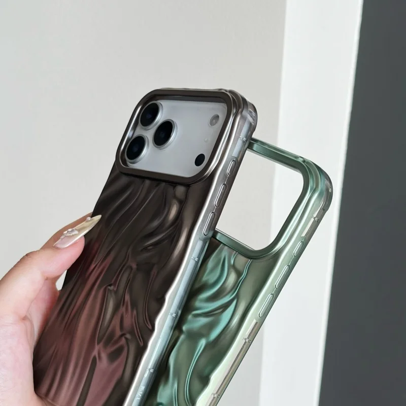 Luxury Plating Water Ripple Shockproof Phone Case - Glossy Matte Silicone Cover