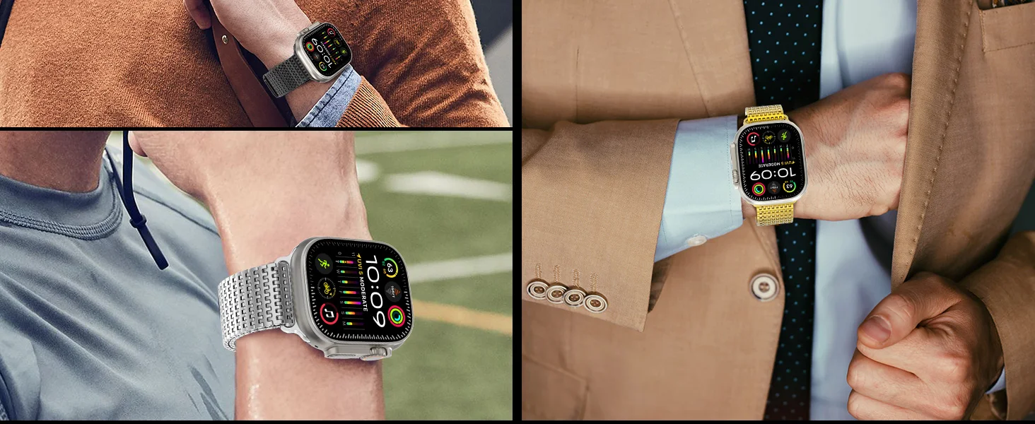 Magnetic Stainless Steel straps for Apple Watch 10 band 45mm 44mm 49mm 46 42mm Metal Bracelet iWatch series 9 8 7 6 3 se Ultra 2