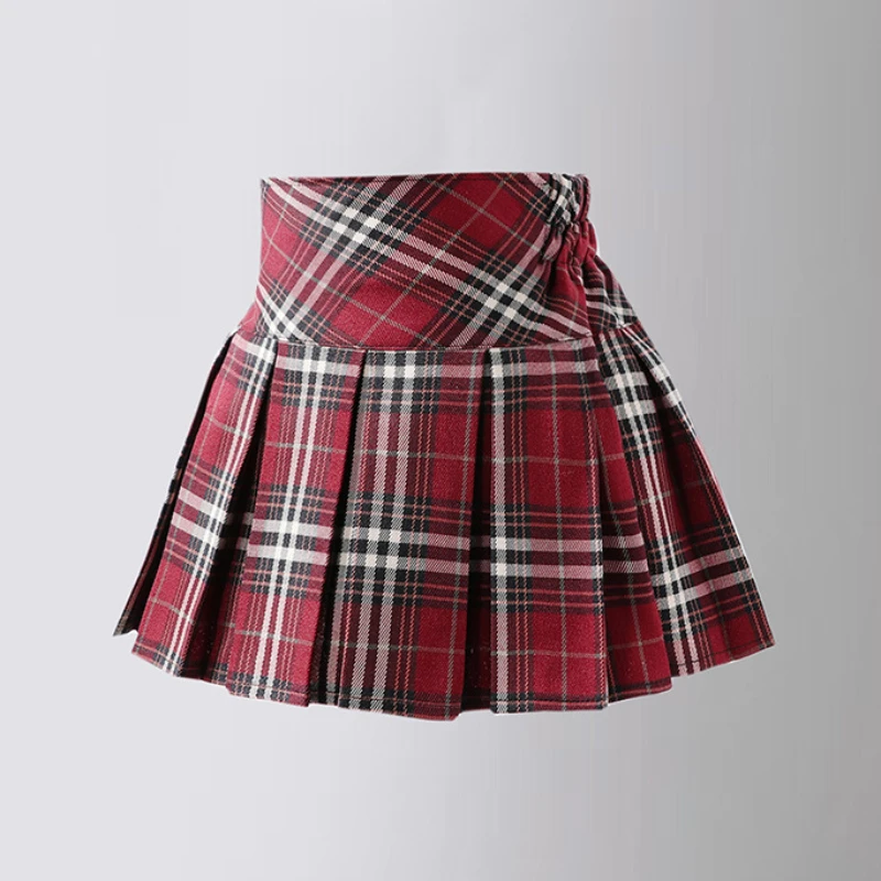 

Клетчатая плиссированная юбка для девочек, Повседневная универсальная детская юбка в стиле преппи, юбка-пачка для школьных танцев для детей