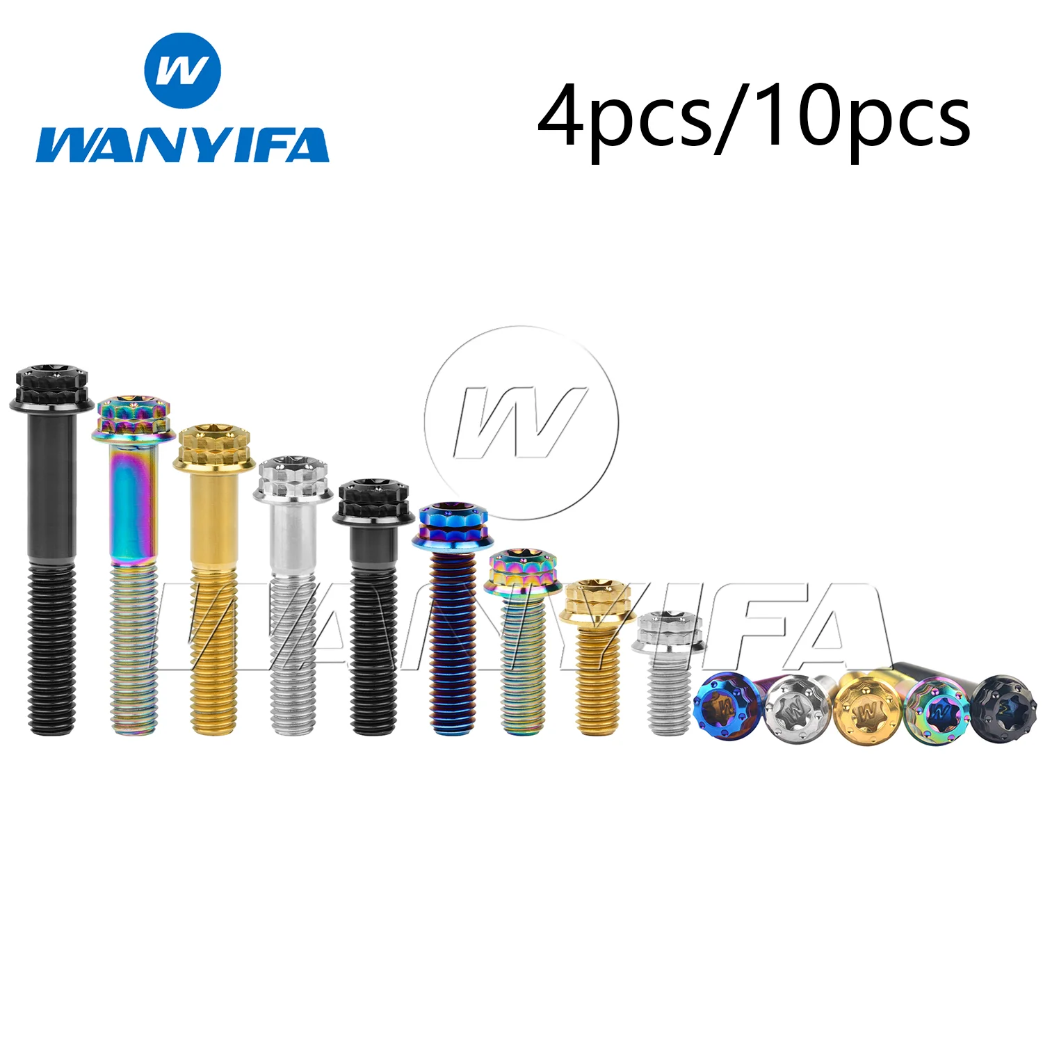 Wanyifa-parafusos de Titânio para Motocicletas Flange Torx Cabeça Parafusos de Marcador M10x20 25 30 35 40 45 50 55 60 65 70 mm Pcs Peças 10