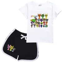 Sprunki Cartoon Clothes for Kids Summer Clothing Set for Boys and Girls Sports Suit T Shirt and Pants Baby Outfits Pajamas Best 2