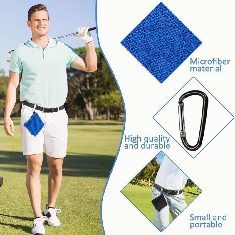 Description Picture 6 of item1PC Golf Ball Cleaning Towel Club Towel Outdoor Hook Towel Microfiber Velvet Outdoor Convenient Hhanging Waist Sports Club Cloth