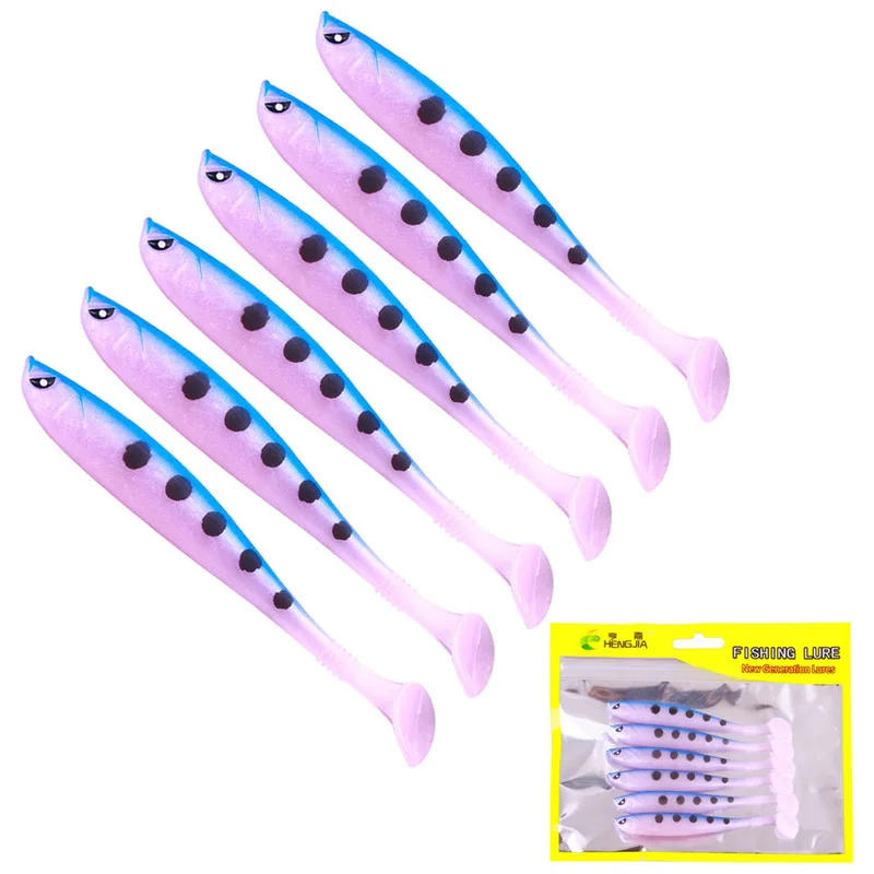 6-Piece Soft Silicone Fishing Lure Set - 9cm 4g Swimbaits for Saltwater and Freshwater Bass Fishing