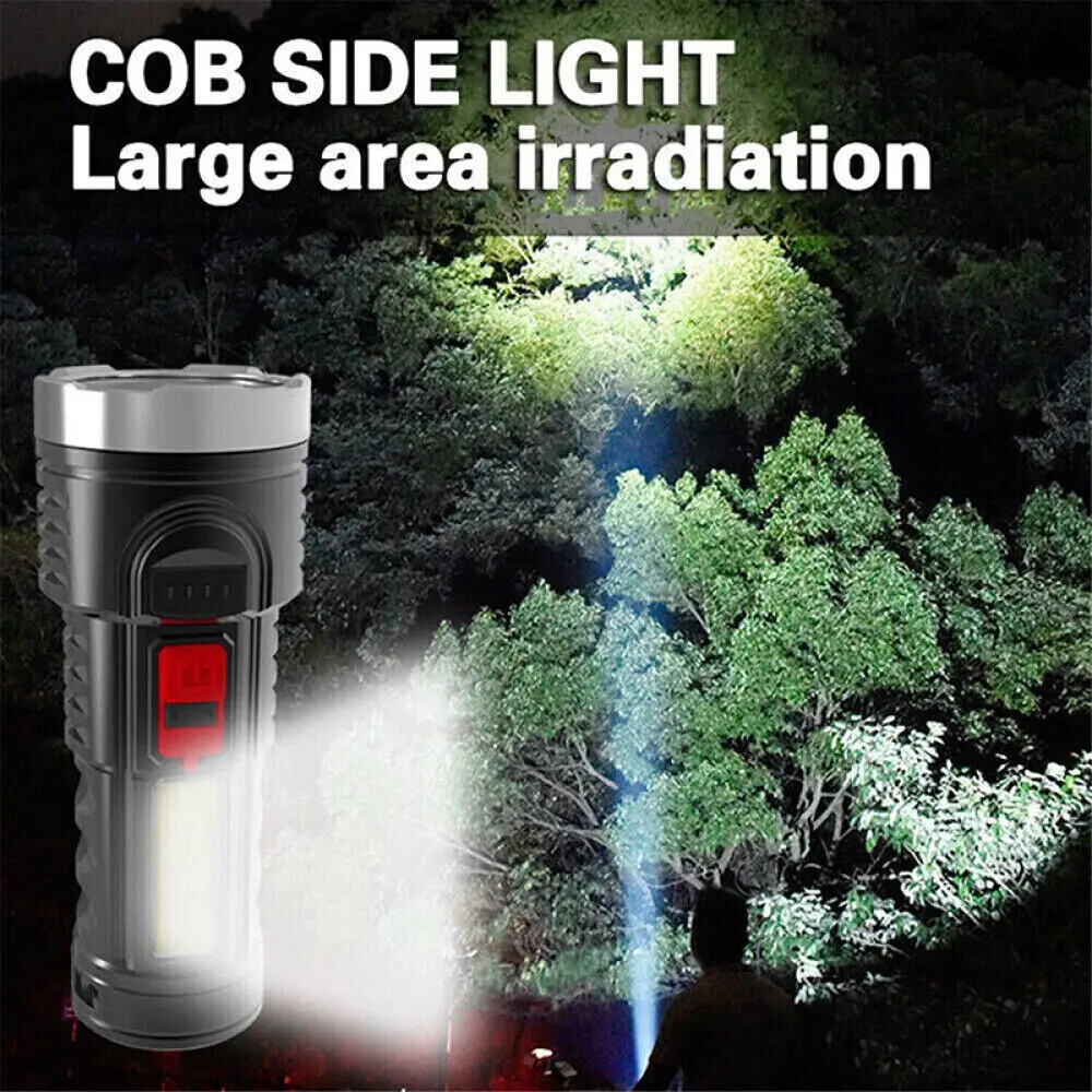 1/2pcs High Strong Power Led Flashlights Tactical Torch with Display Light USB Charging Camping Fishing Emergency Zoom Lantern