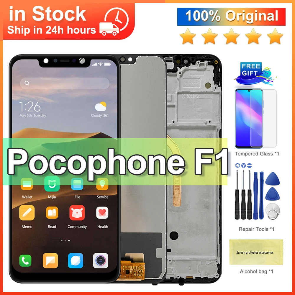 

6.18'' Original Poco F1 Lcd Display For Xiaomi Pocophone F1 Lcd Display Touch Screen Digitizer Assembly For Xiaomi PocophoneF1
