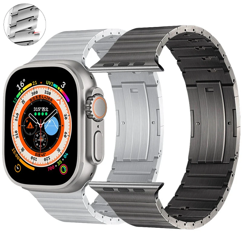 Stainless Steel Link Bracelet for Apple Watch Ultra 49mm Band Metal Strap 41mm 45mm 38 40 42 44MM for iWatch Series 8 7 se 6 5 4