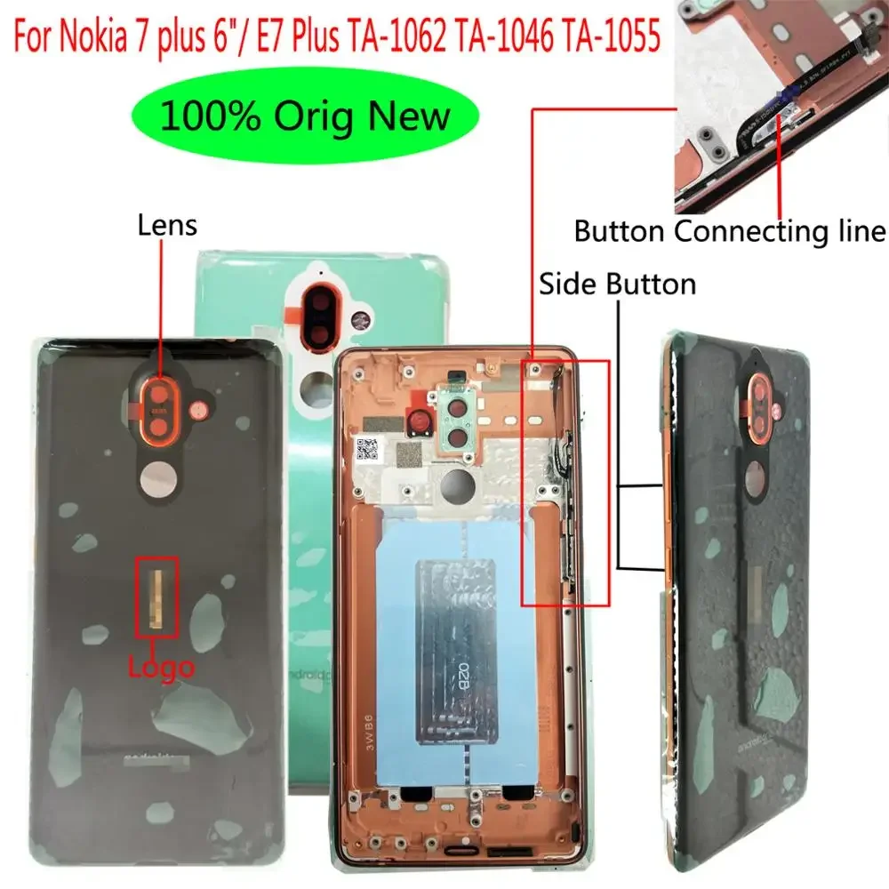 

Shyueda 100% Orig New 6" For Nokia 7 plus E7 Plus TA-1062 TA-1046 TA-1055 Rear Back Door Housing Battery Cover with lens